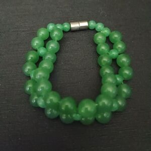 Vibrant Green Beaded Nephrite Jade  Bracelet